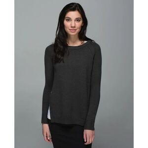 LULULEMON Yin To You Merino Wool Sweater 10 Dark Wren Gray Pullover EUC B30